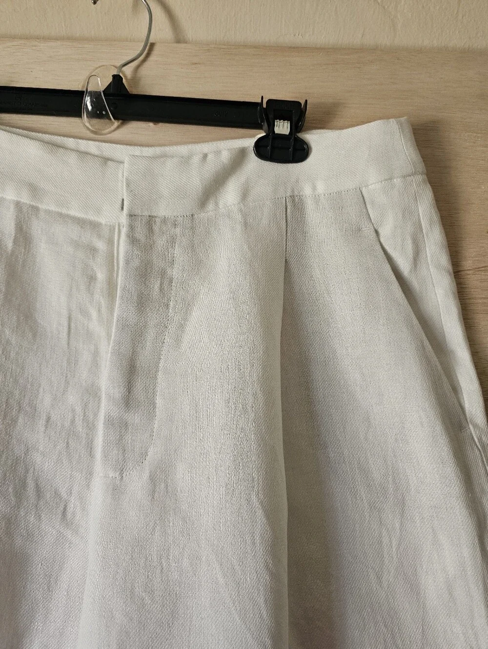 ​ZARA New With Tags Linen Blend Wide Leg Pleated Trousers Cream Off-White Size L